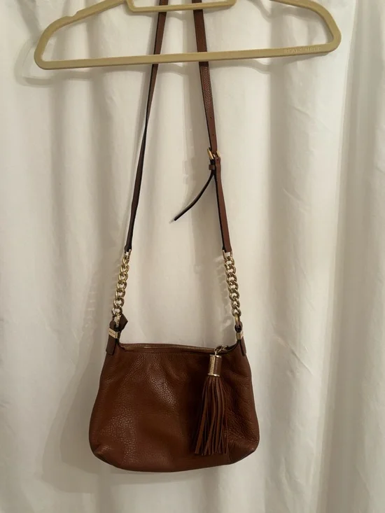Michael Kors Cognac Pebbled Leather Shoulder Bag with Tassel - Picture 3 of 7